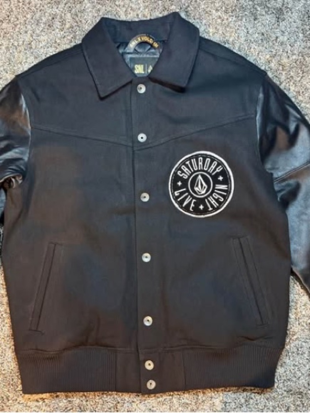 Volcom Men's Black Varsity Jacket - SNL Patch